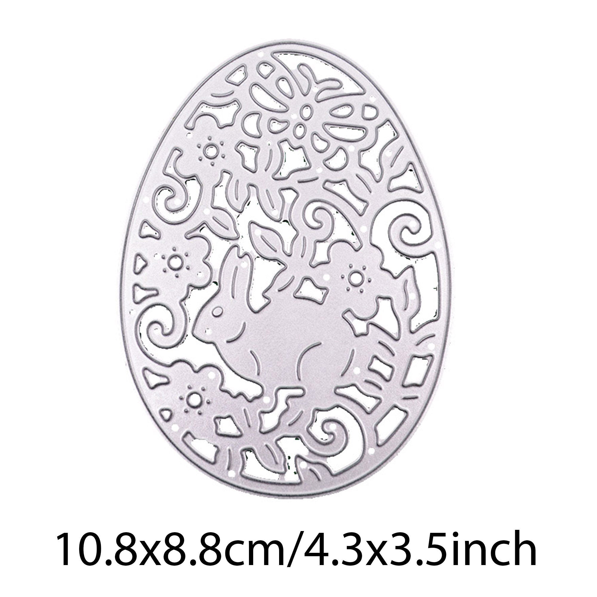 Easter Egg Metal Cutting Die with Bunny and Floral Design