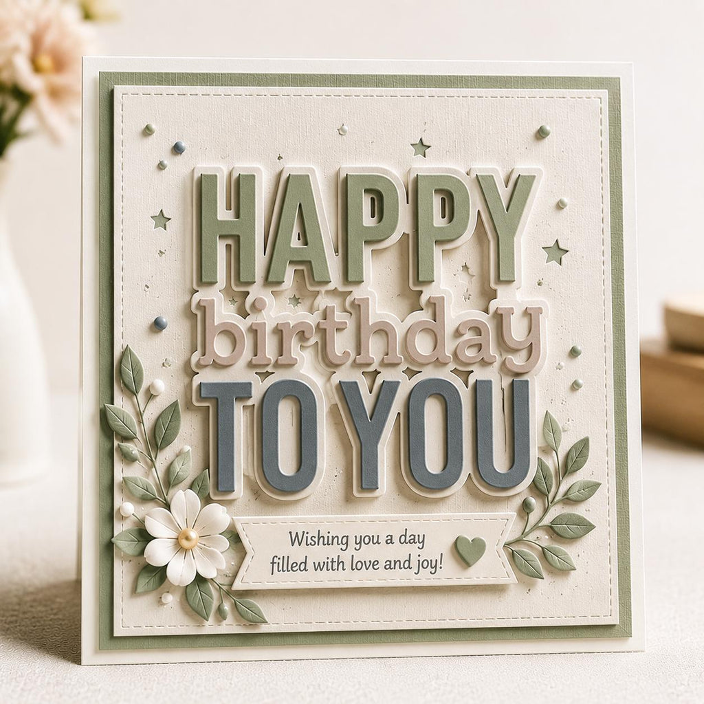 Happy Birthday Shadow Metal Cutting Dies for Cards