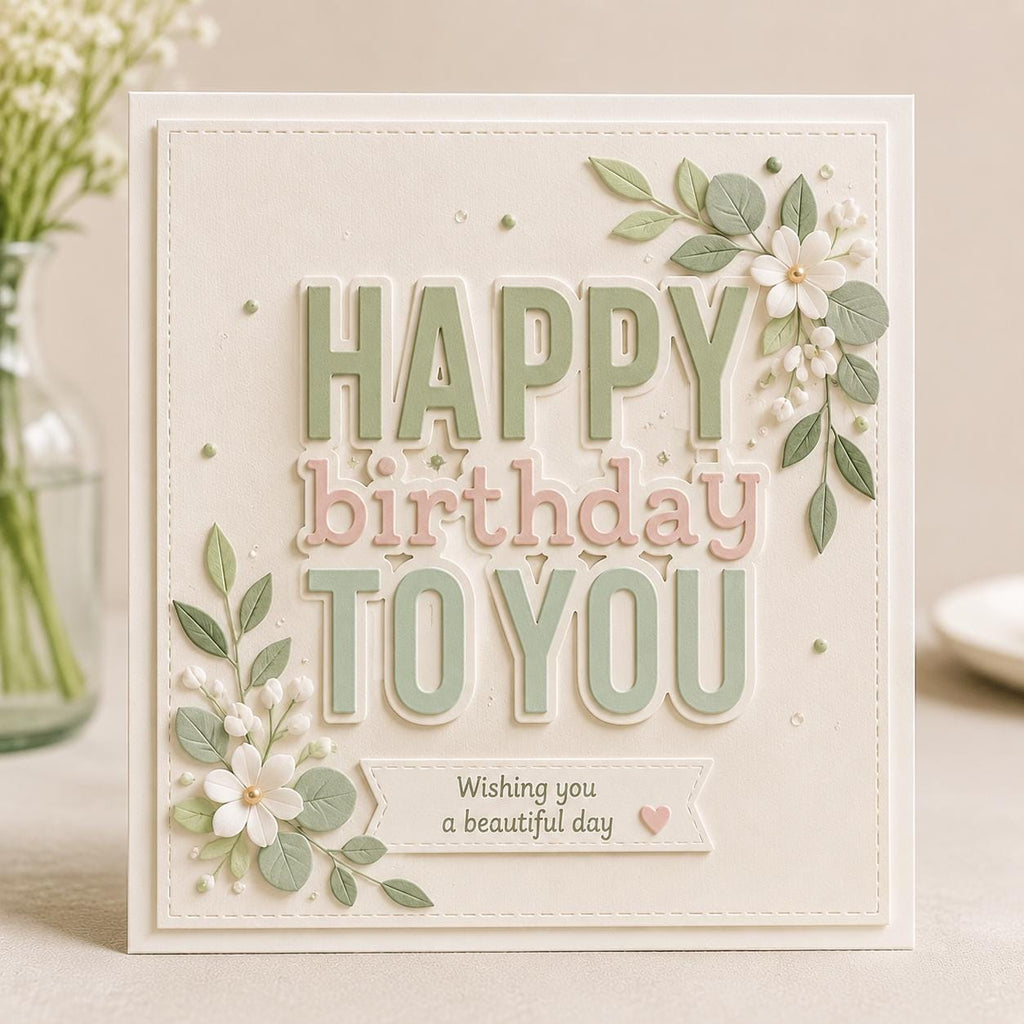 Happy Birthday Shadow Metal Cutting Dies for Cards