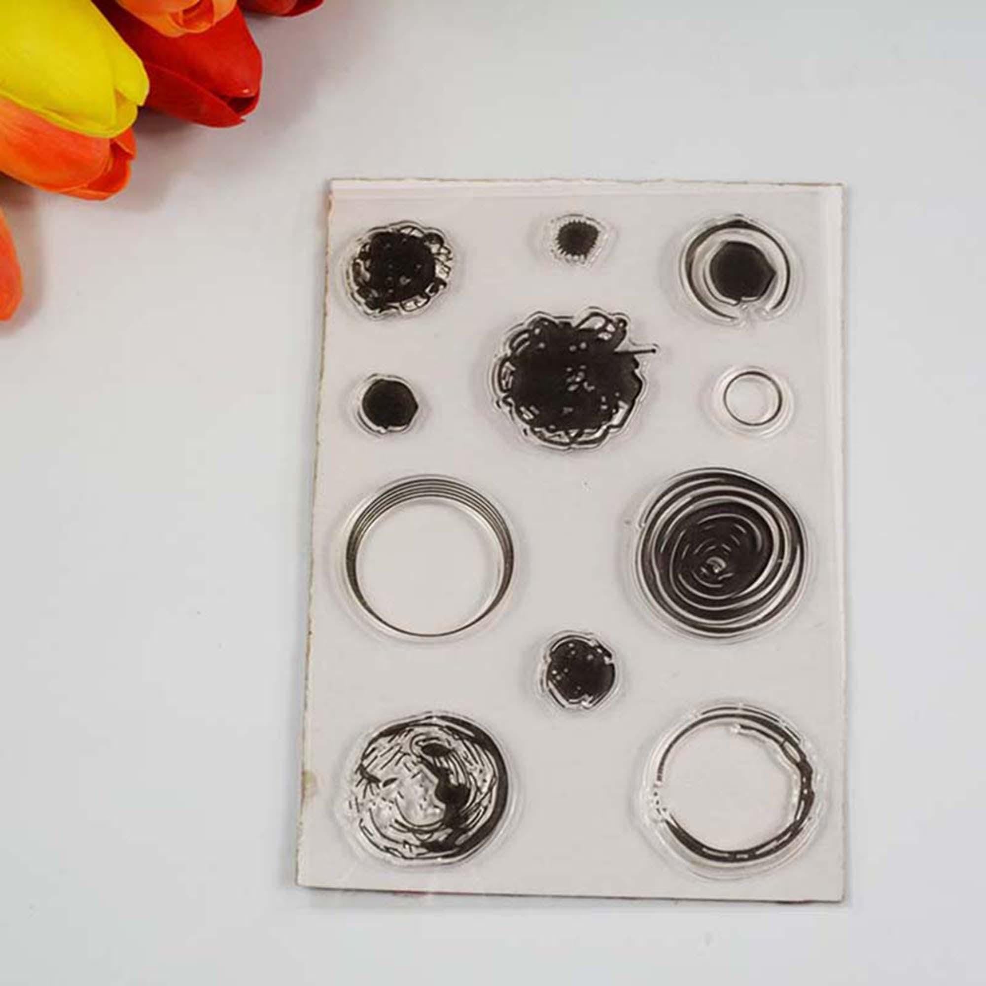 Circle Clear Stamps, Round Background Silicone Stamps for Cards