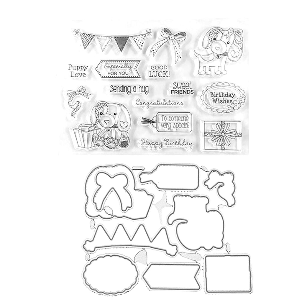 Birthday Stamp and Die Set for Card Making and Scrapbooking Craft Supplies