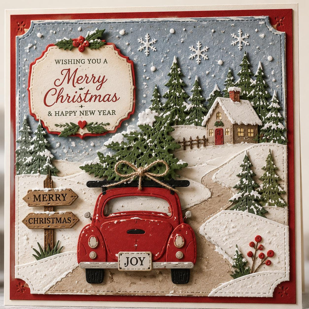 Christmas Tree Car Metal Cutting Die for Holiday Cards