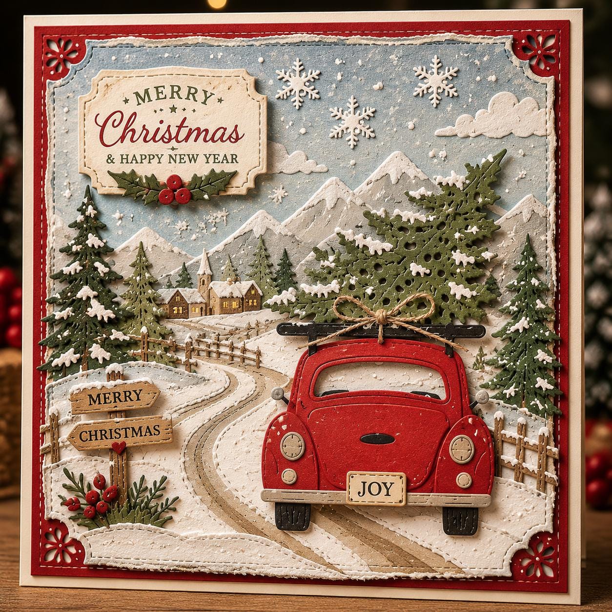 Christmas Tree Car Metal Cutting Die for Holiday Cards