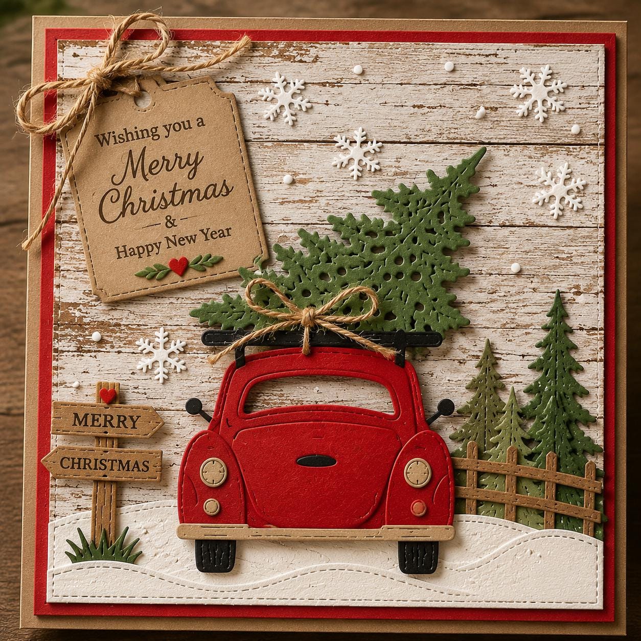 Christmas Tree Car Metal Cutting Die for Holiday Cards