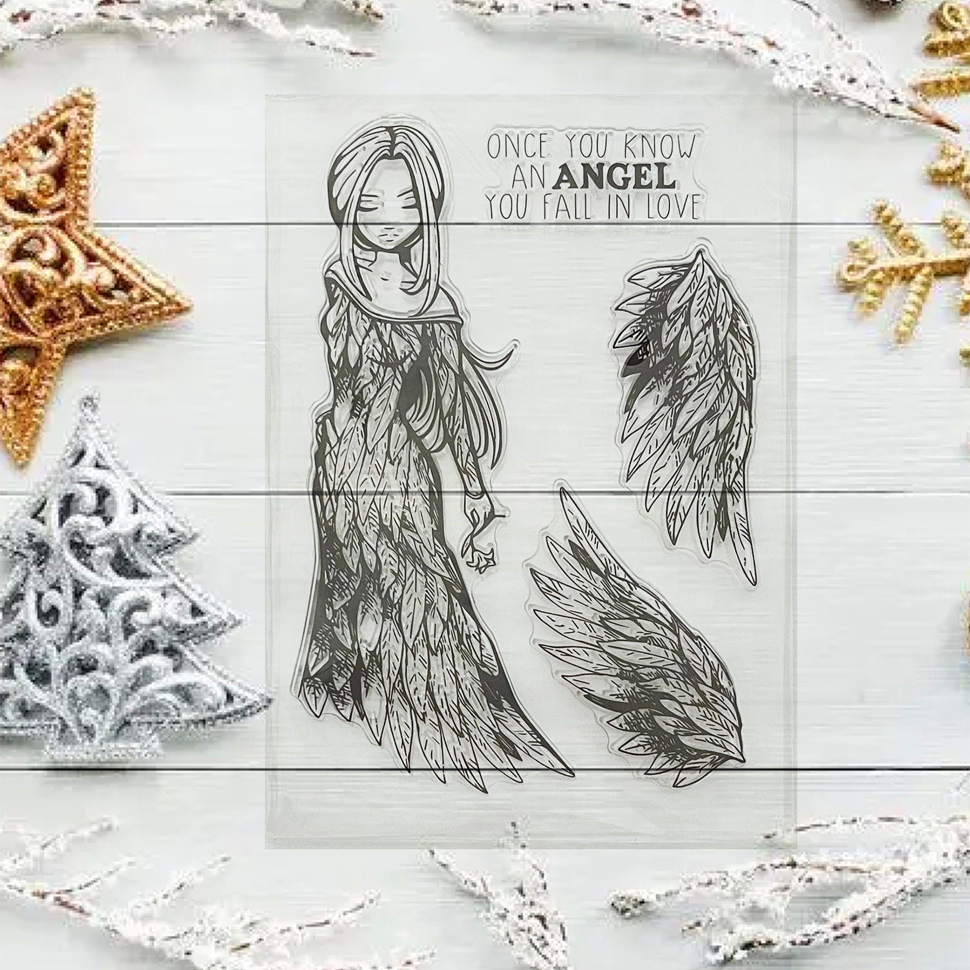 Angel Wings Clear Stamp and Die Set, DIY Card Making