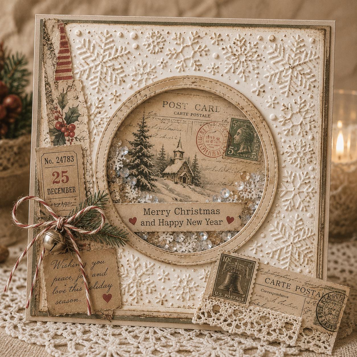 Snowflake Square Frame Embossing Folder, 150 x 150 mm