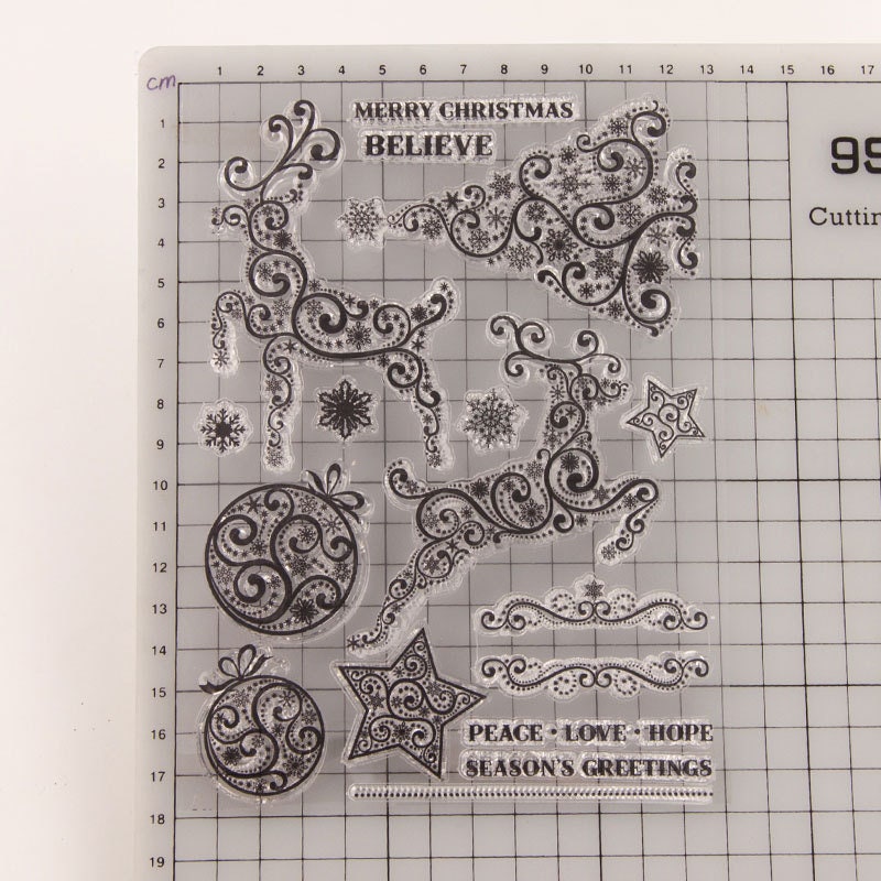 Snowflake Reindeer Clear Stamp, Christmas Stamp for Scrapbook Cards
