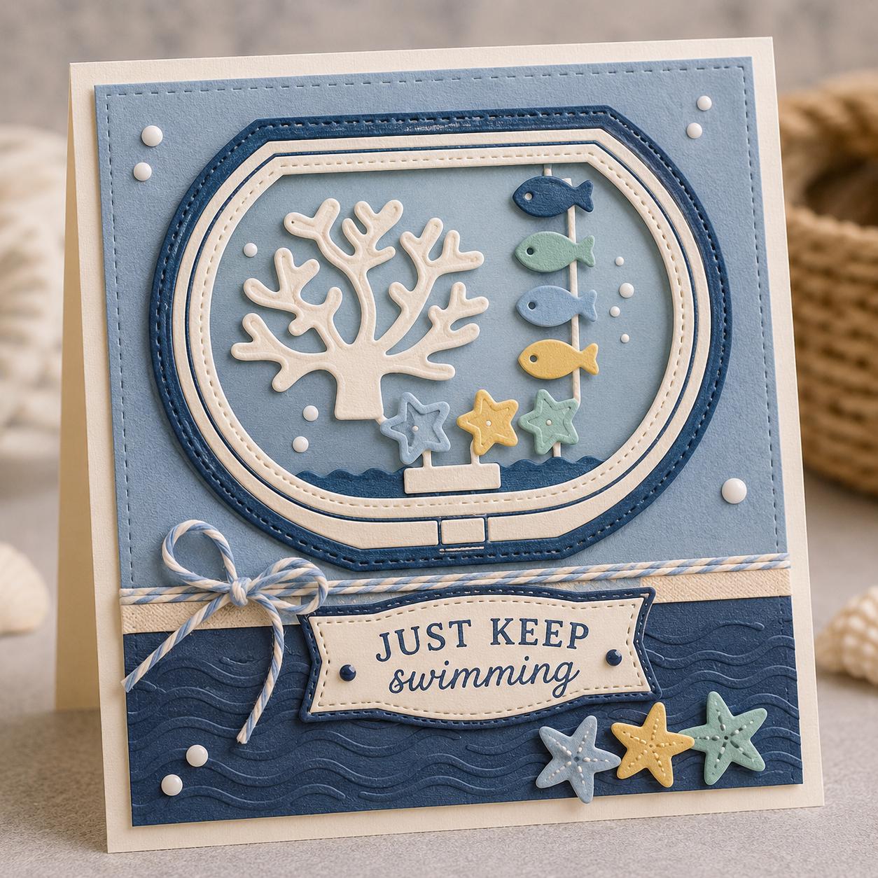 Fish Tank Metal Cutting Dies, Mini Aquarium Stencils for Cards