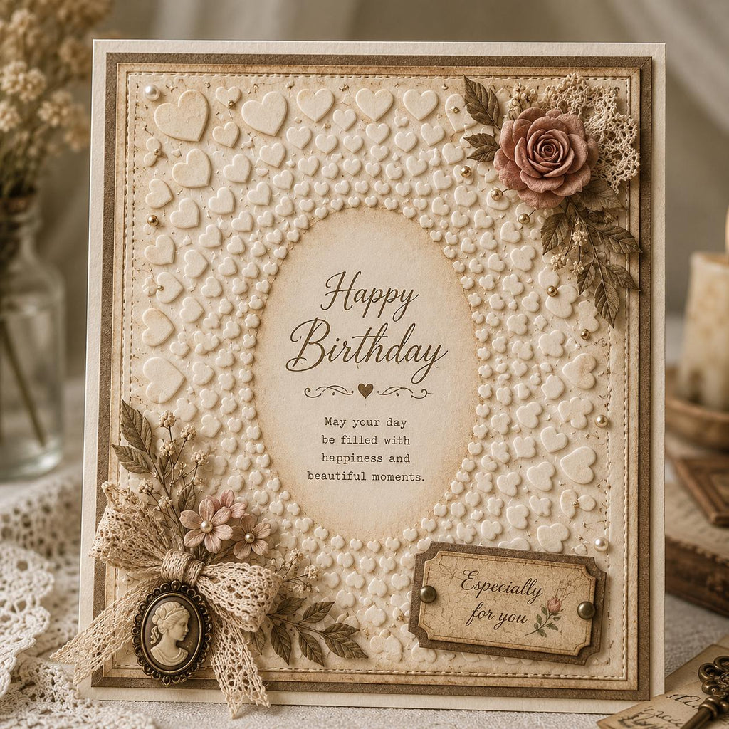 Heart Background Embossing Folder, 105 x 148 mm