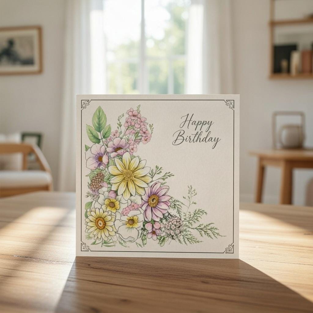 Floral Frame Clear Stamp | Vintage Flower Border for Card Making