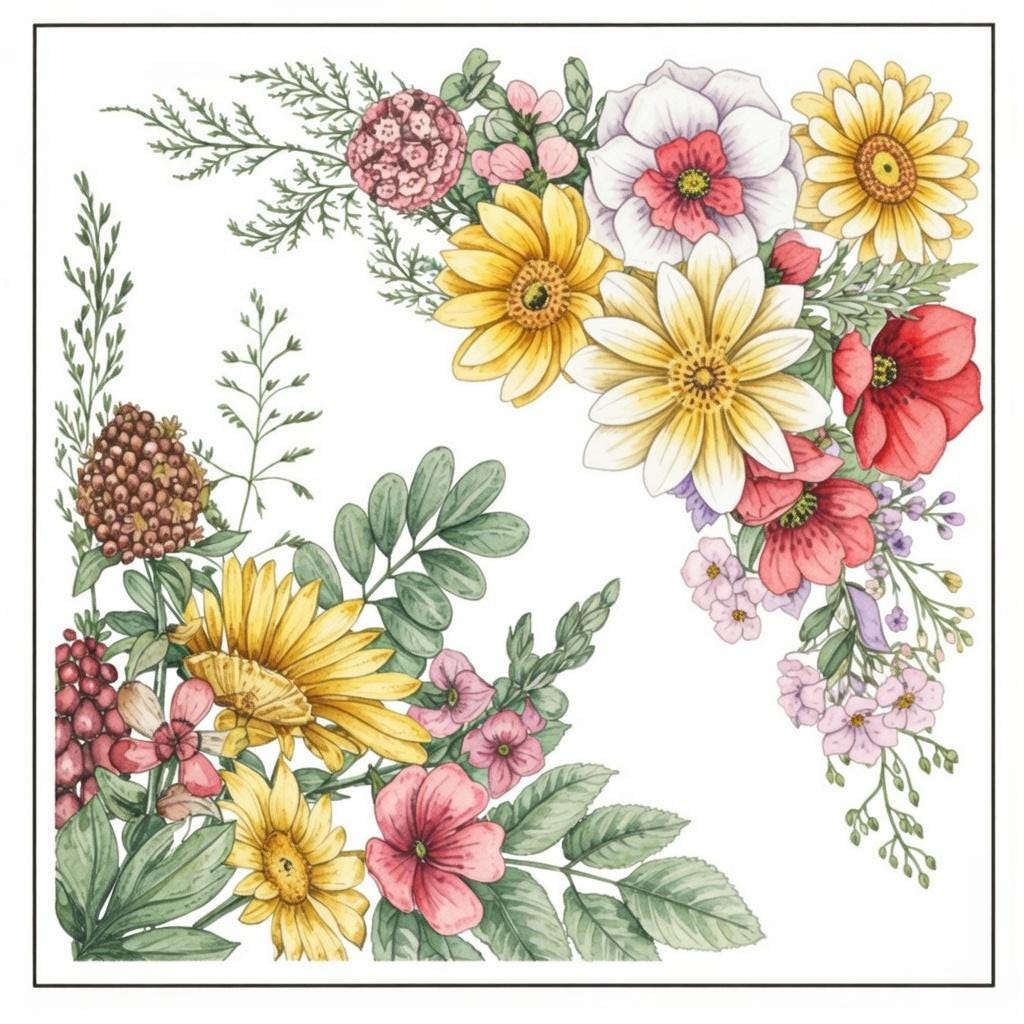 Floral Frame Clear Stamp | Vintage Flower Border for Card Making