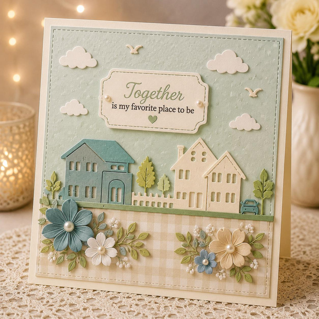 House Skyline Metal Die Cut Stencil, DIY Scrapbooking