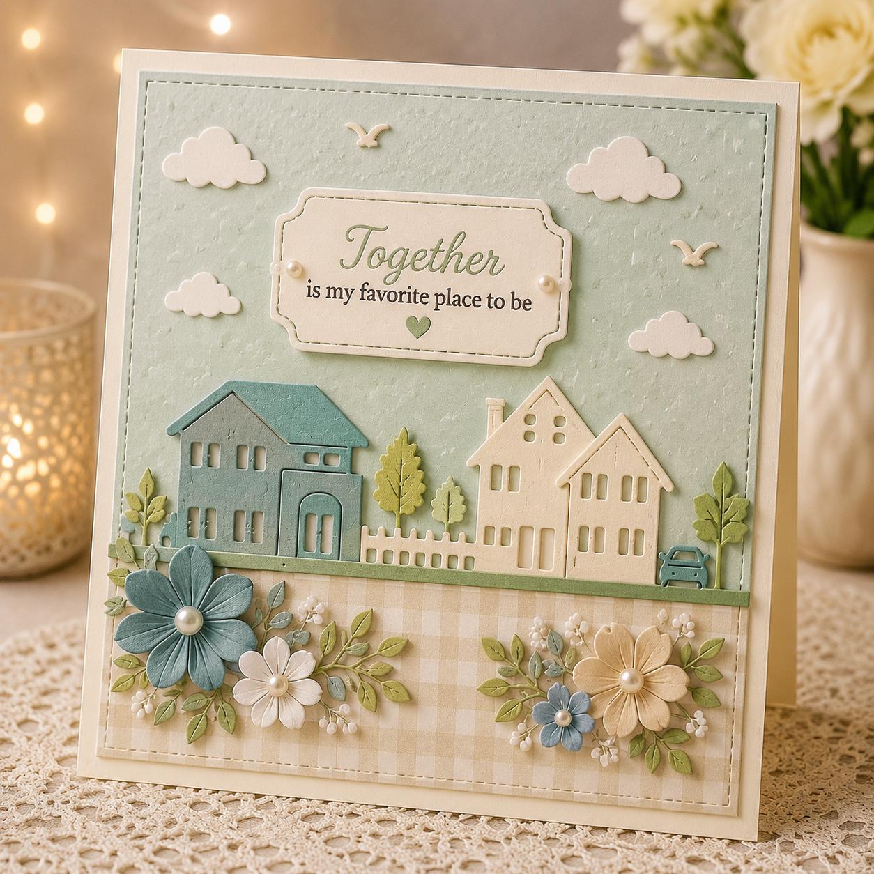 House Skyline Metal Die Cut Stencil, DIY Scrapbooking