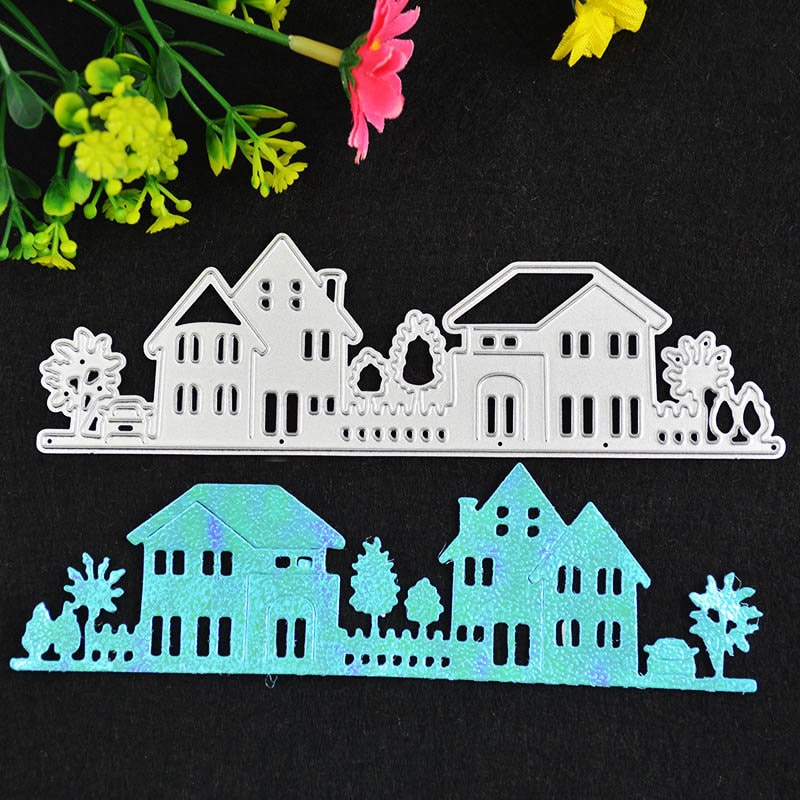 House Skyline Metal Die Cut Stencil, DIY Scrapbooking