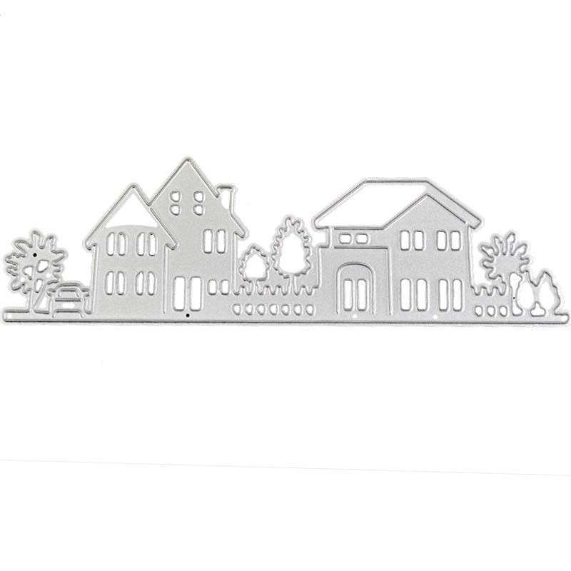 House Skyline Metal Die Cut Stencil, DIY Scrapbooking