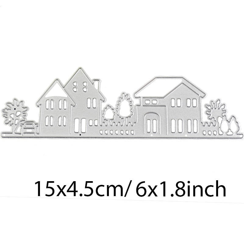 House Skyline Metal Die Cut Stencil, DIY Scrapbooking