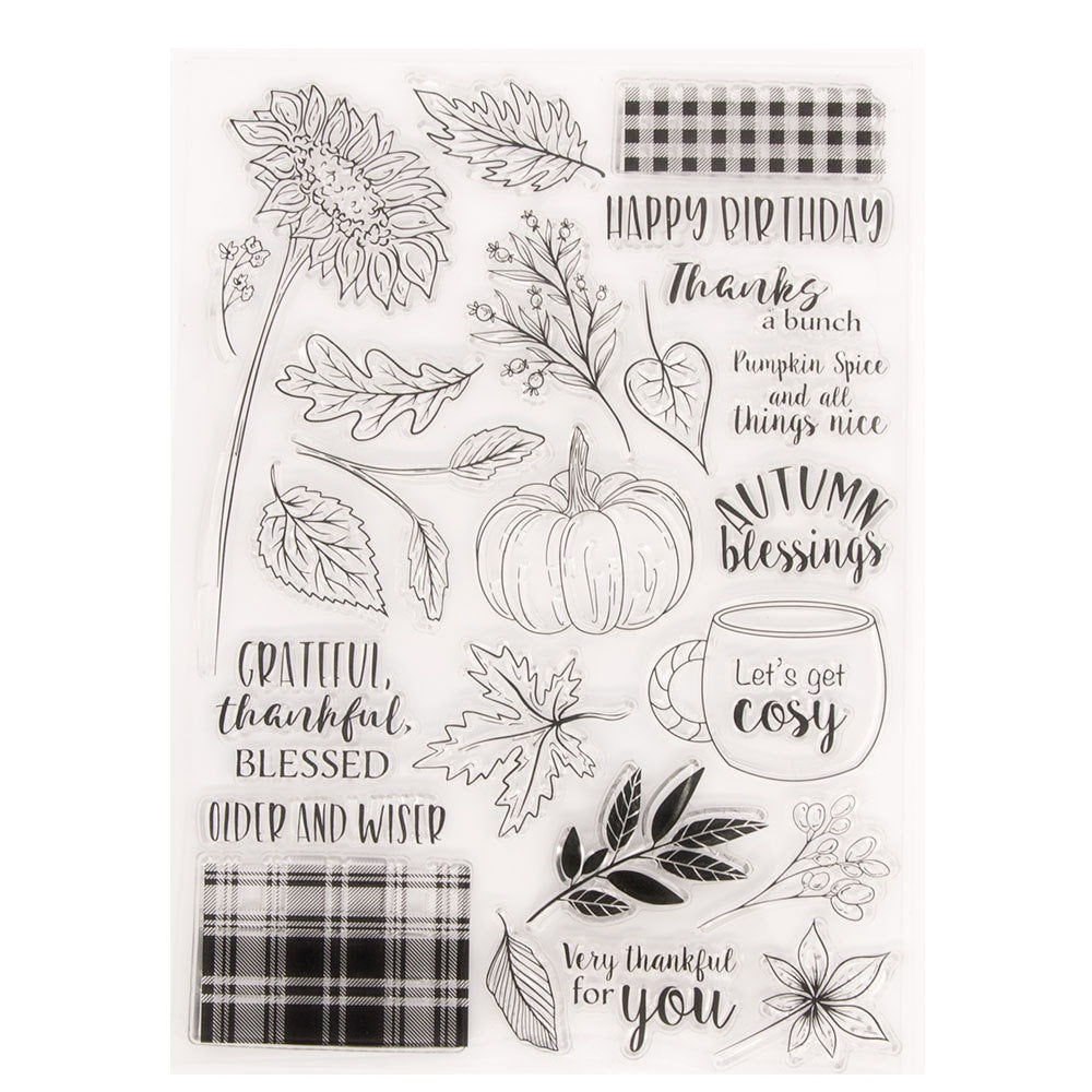 Autumn Blessings Clear Stamp, Fall Sentiment Stamp for Scrapbook Cards