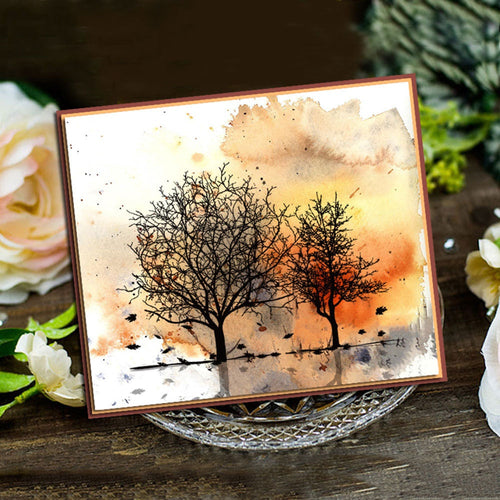 Autumn Tree and Leaf Clear Stamp Set for Cards and Scrapbooks