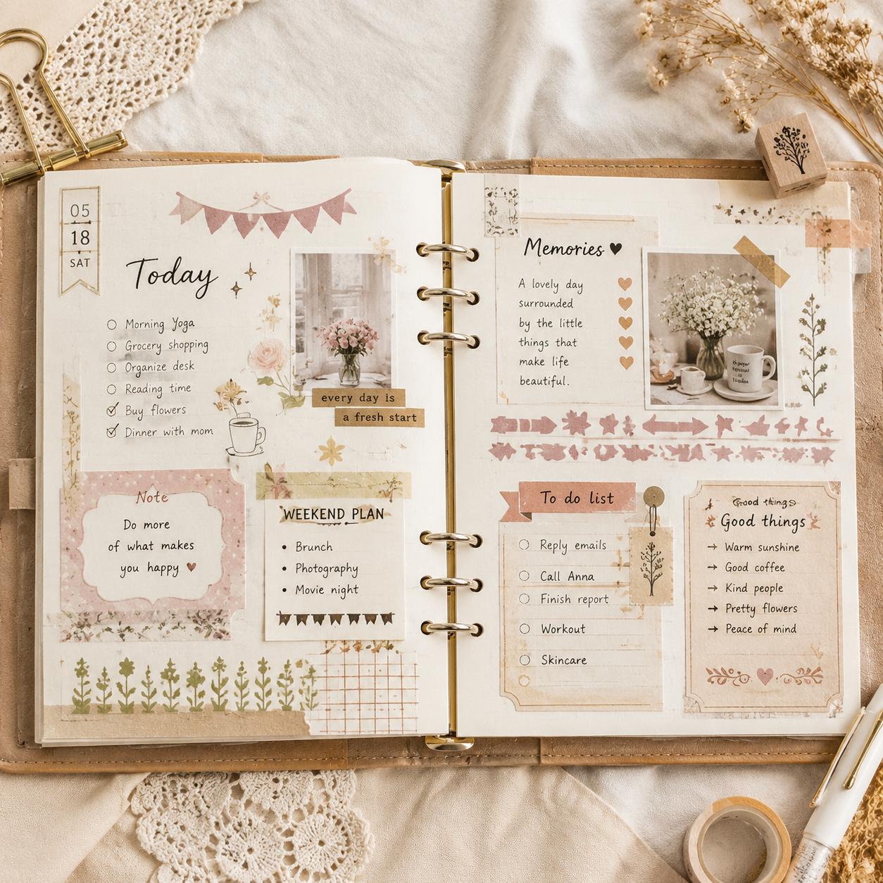 24 Journaling Stencils, 4 x 7 Inch Planner Template Set