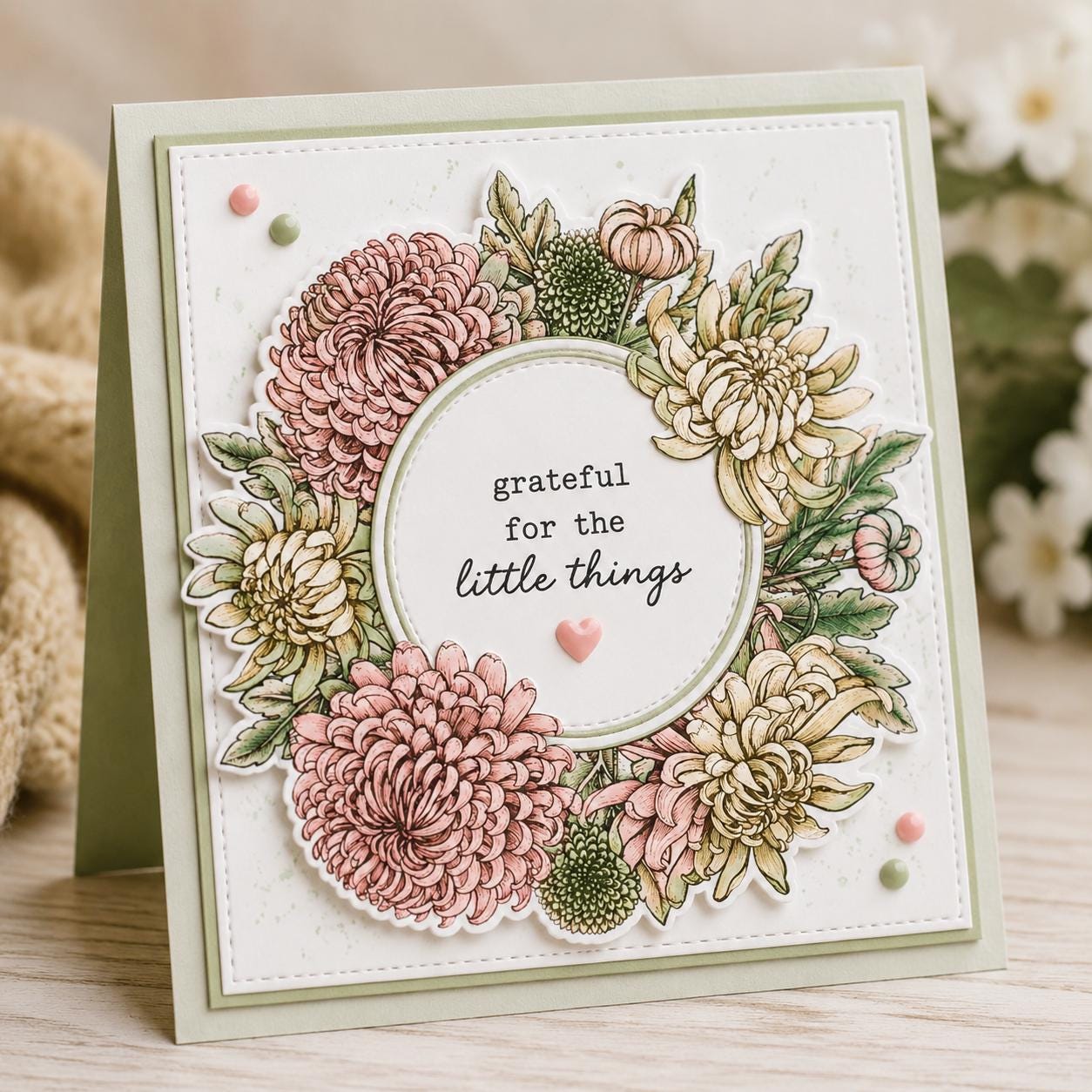 Chrysanthemum Clear Stamp, Round Bloom, Scrapbooking Seal