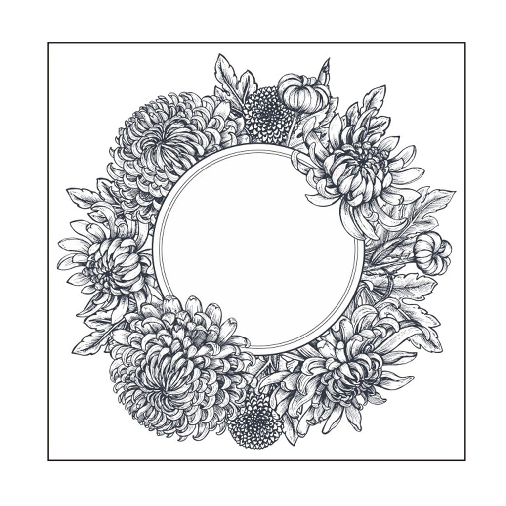 Chrysanthemum Clear Stamp, Round Bloom, Scrapbooking Seal