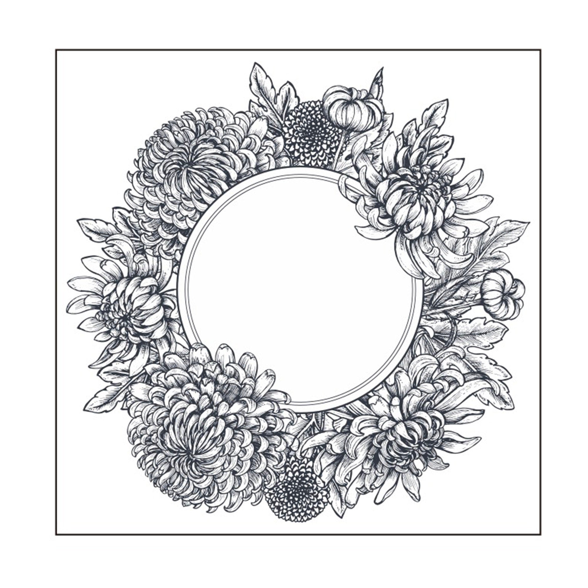 Chrysanthemum Clear Stamp, Round Bloom, Scrapbooking Seal