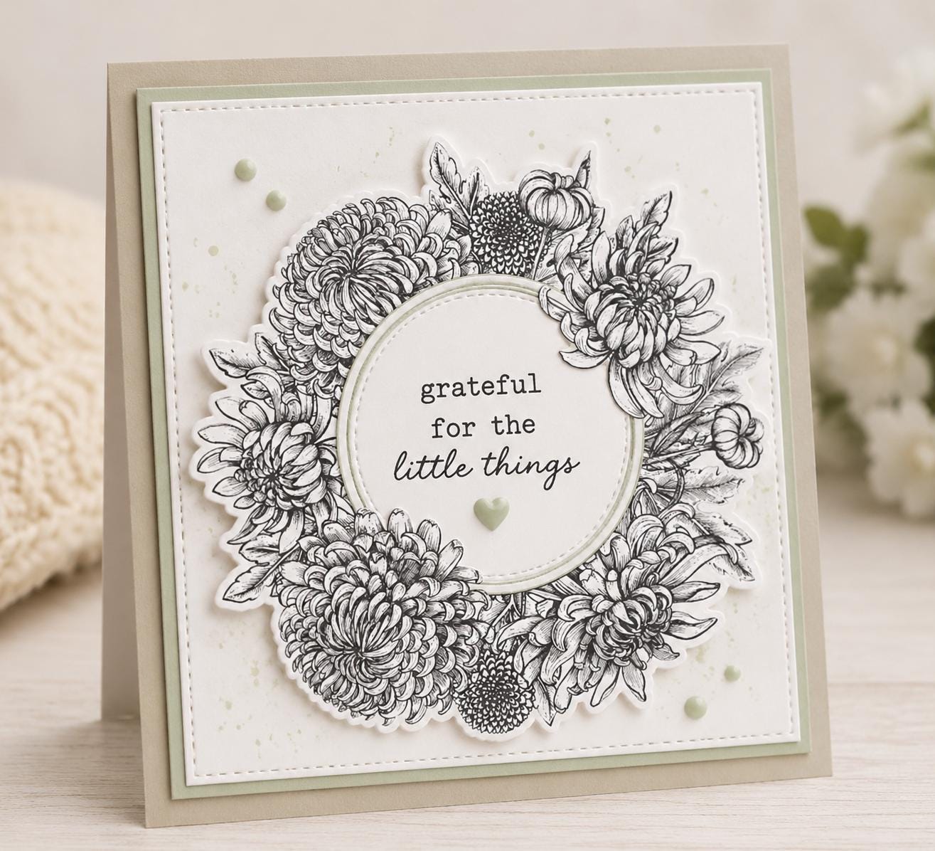 Chrysanthemum Clear Stamp, Round Bloom, Scrapbooking Seal