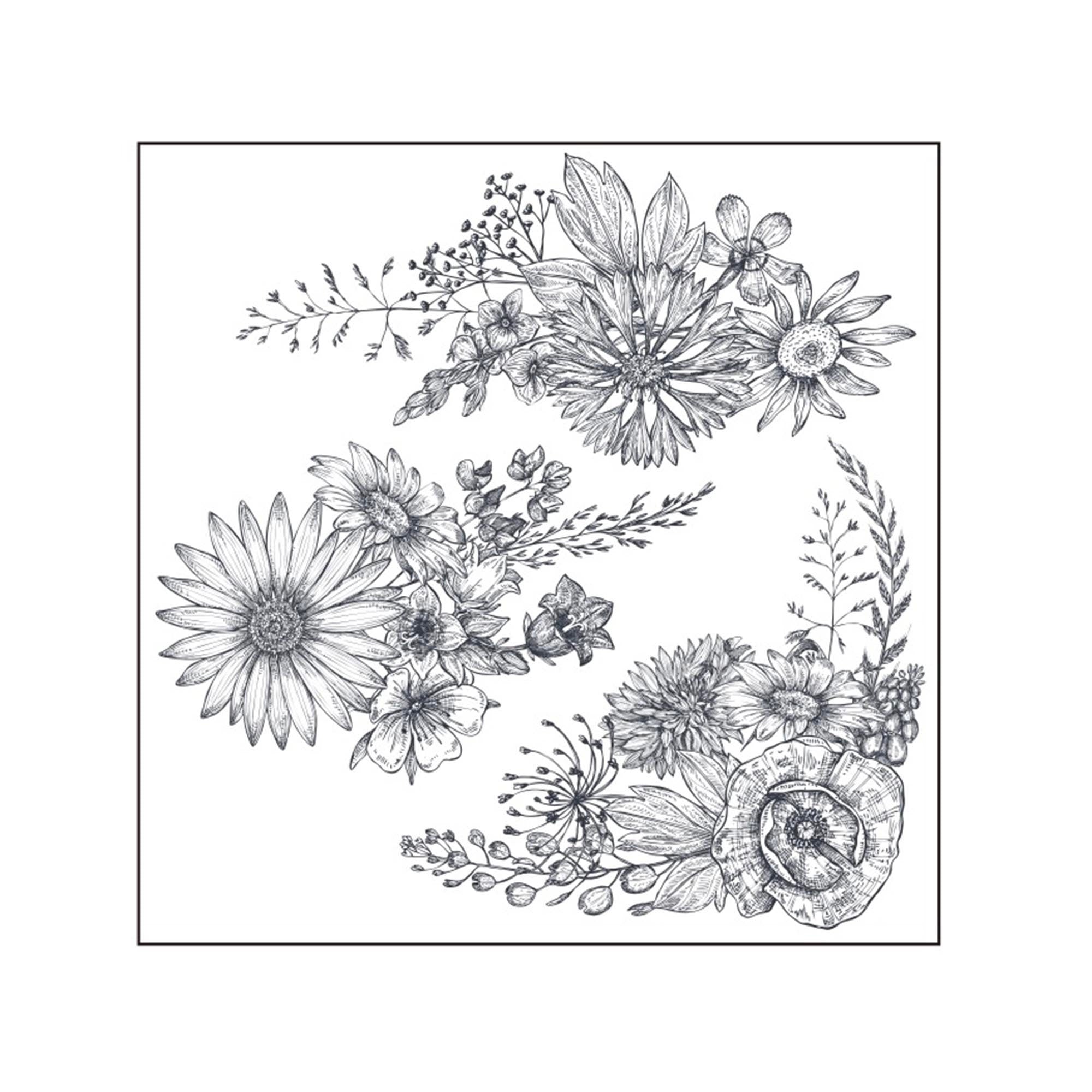 Flower Corner Clear Stamps, Scrapbooking Card Making (4x4 inch)
