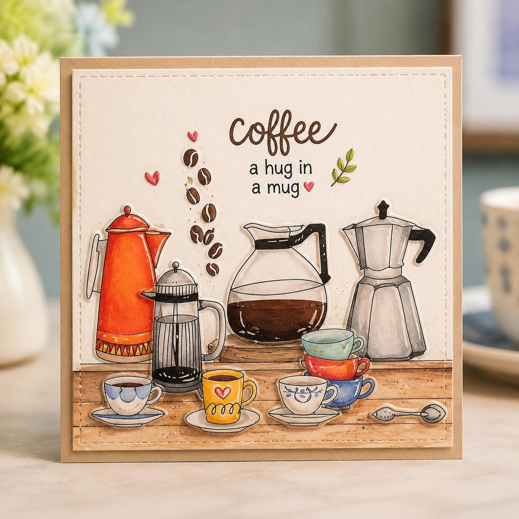Coffee Cups Clear Stamps, Scrapbooking Stamp Sheet