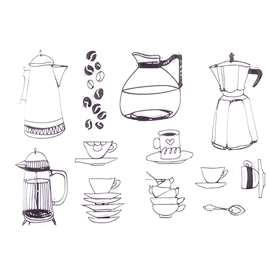 Coffee Cups Clear Stamps, Scrapbooking Stamp Sheet