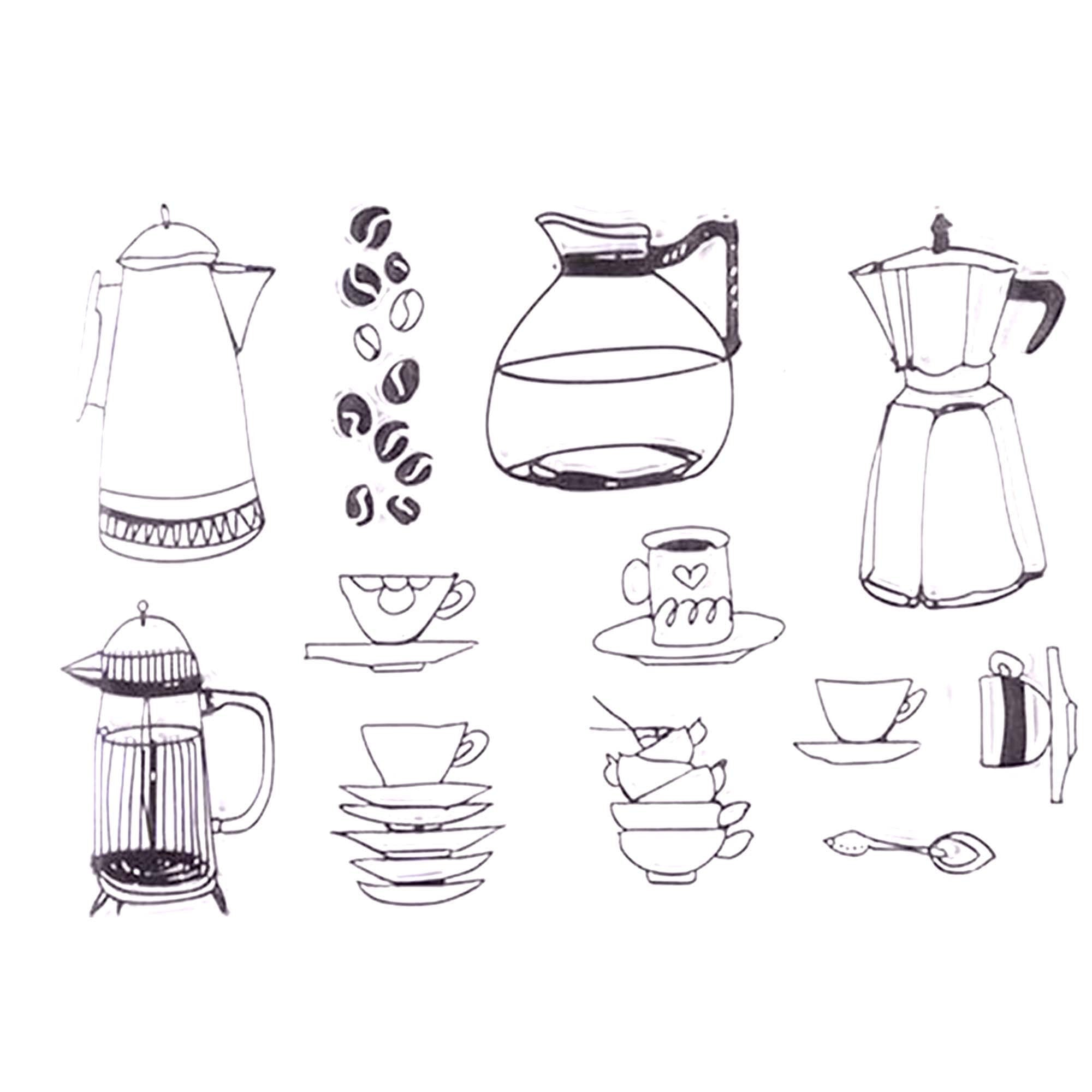 Coffee Cups Clear Stamps, Scrapbooking Stamp Sheet