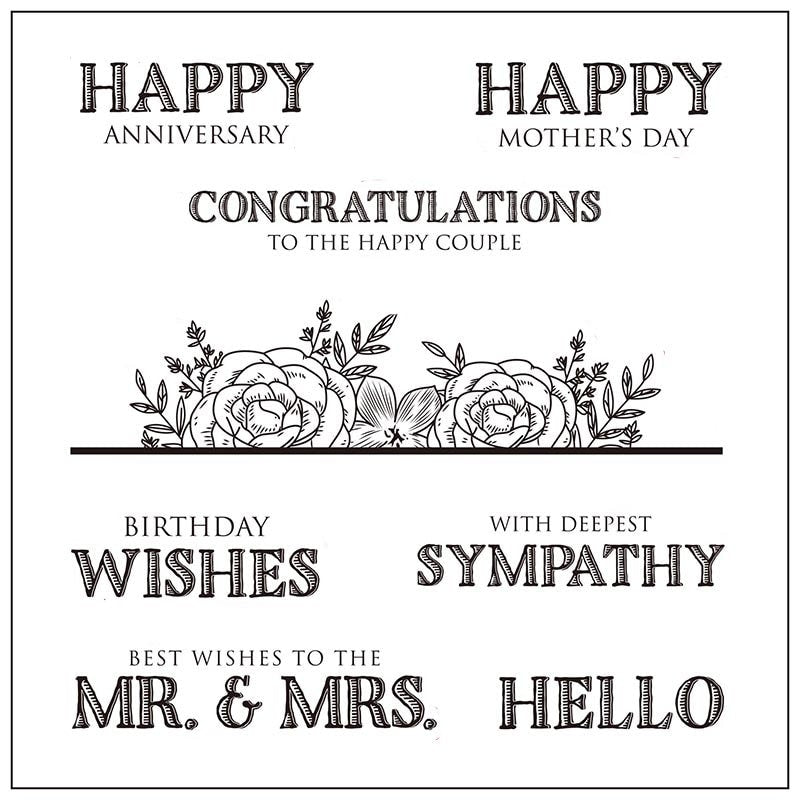 Congratulations Clear Stamp Set, Hello Sentiment Stamp for Scrapbook Cards