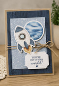Space Scrapbooking Clear Stamp Set: Planets, Rocket, Greetings (11x16cm)