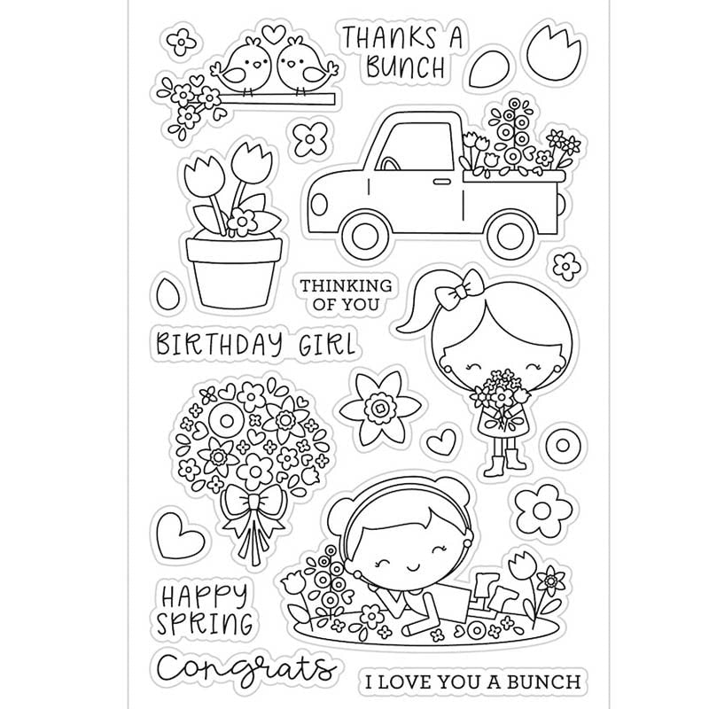 Happy Spring Clear Stamp: Scrapbooking Card Making (11x16cm)