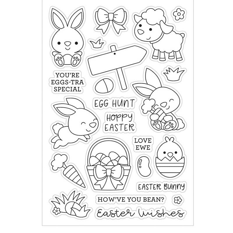 Easter Bunny and Egg Clear Stamp Set for Handmade Cards