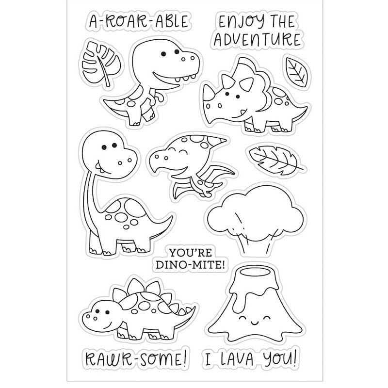 Dinosaur Clear Stamp Set, Scrapbooking Card Making (11x16cm)