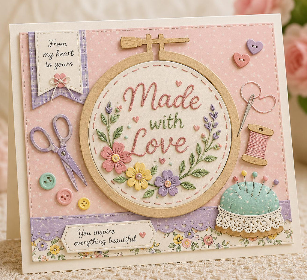 Embroidery Hoop Metal Cutting Die, Frame Stencil for Scrapbook Cards