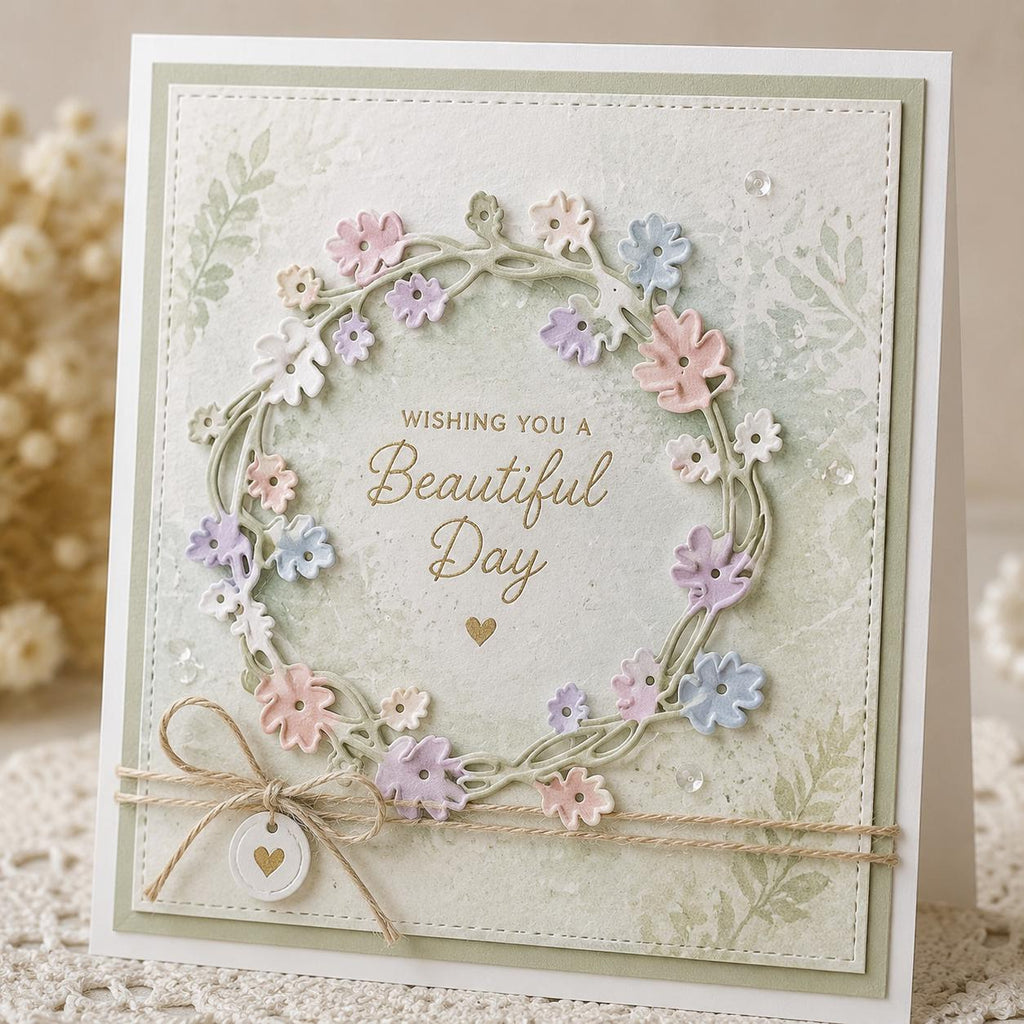 Floral Wreath Metal Die Cut, DIY Scrapbooking Stencil