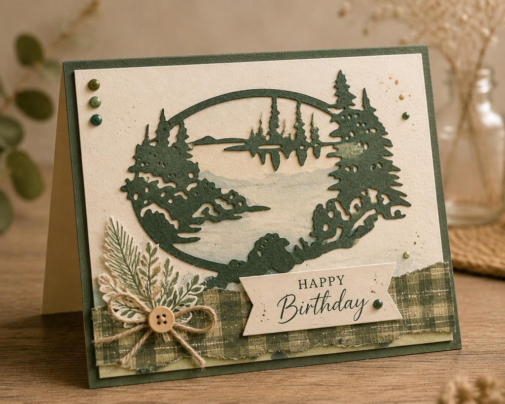 Nature Landscape Metal Cutting Die, Lake Woods Scene for Scrapbooking, Card Making, Paper Craft