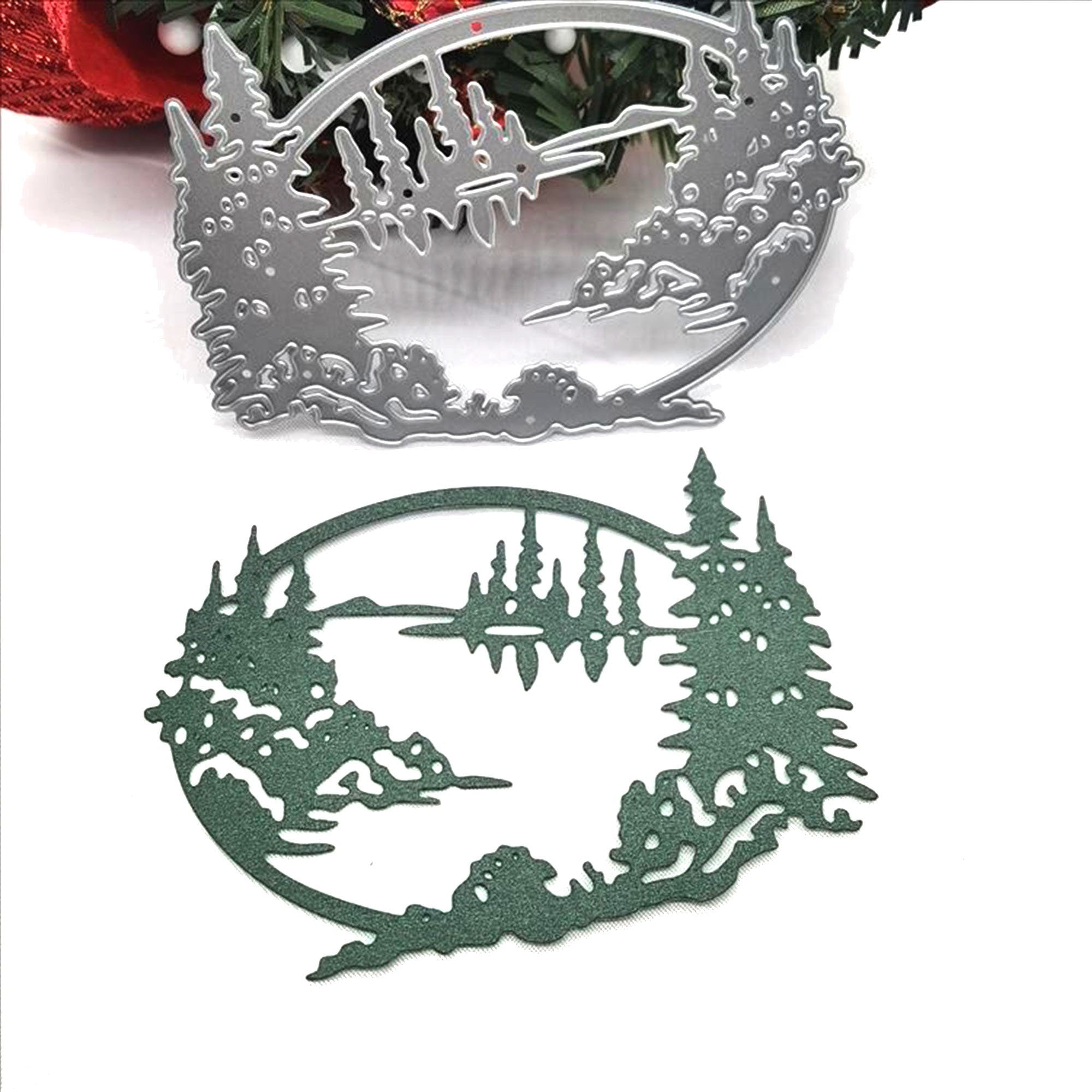 Nature Landscape Metal Cutting Die, Lake Woods Scene for Scrapbooking, Card Making, Paper Craft