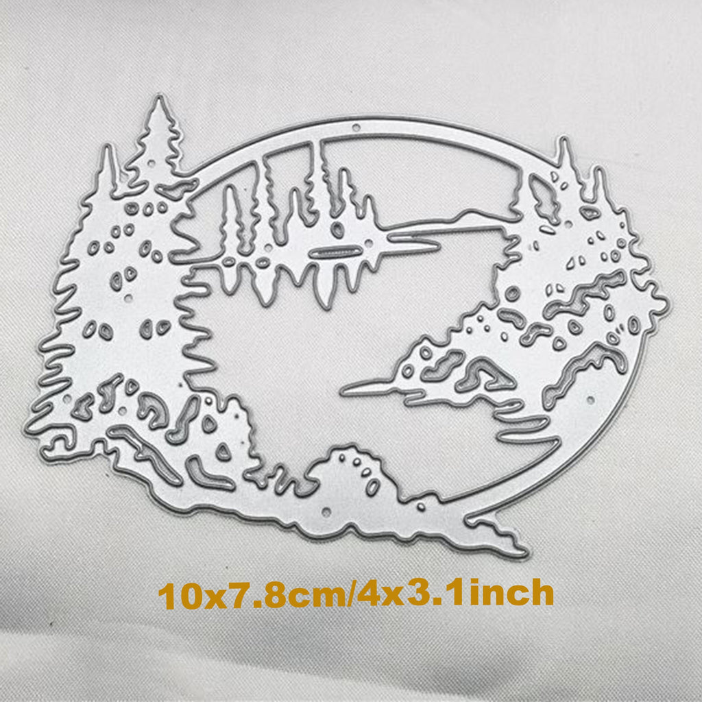 Nature Landscape Metal Cutting Die, Lake Woods Scene for Scrapbooking, Card Making, Paper Craft