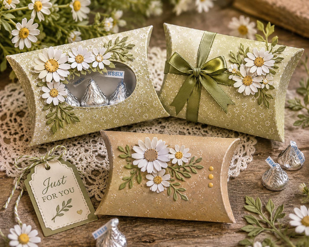 Flower Pillow Box Metal Cutting Die, Carbon Steel Embossing Stencil for Scrapbooking