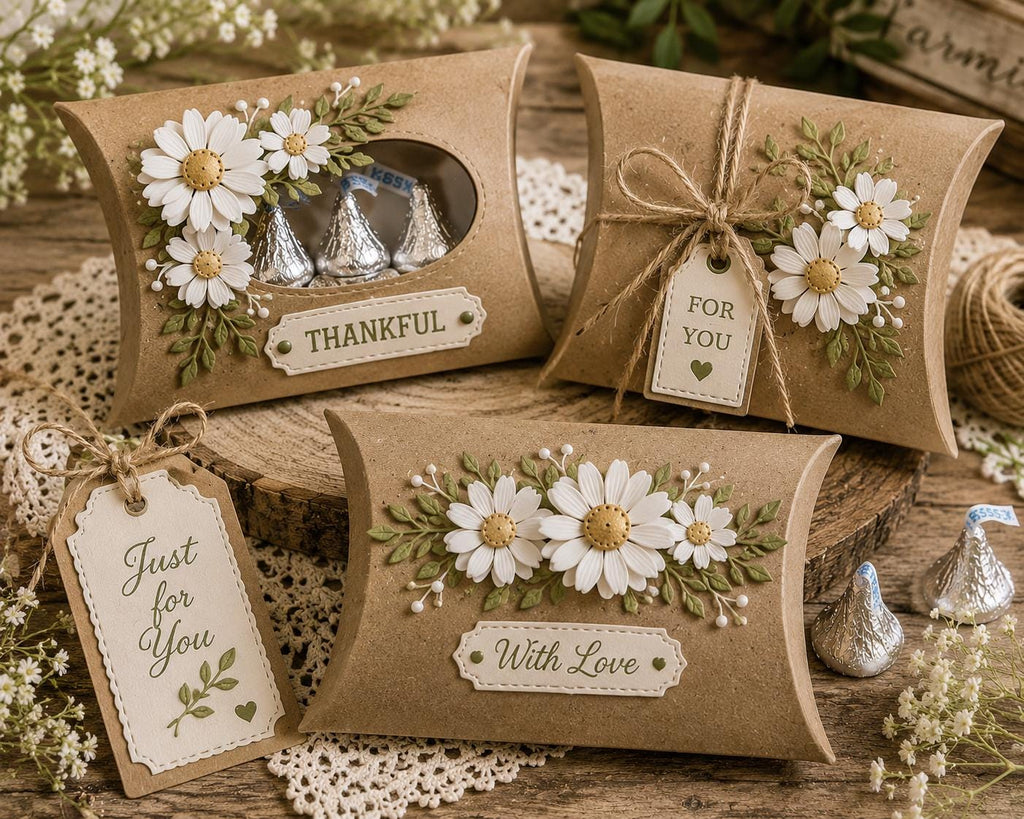 Flower Pillow Box Metal Cutting Die, Carbon Steel Embossing Stencil for Scrapbooking