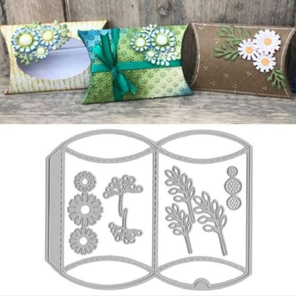 Flower Pillow Box Metal Cutting Die, Carbon Steel Embossing Stencil for Scrapbooking