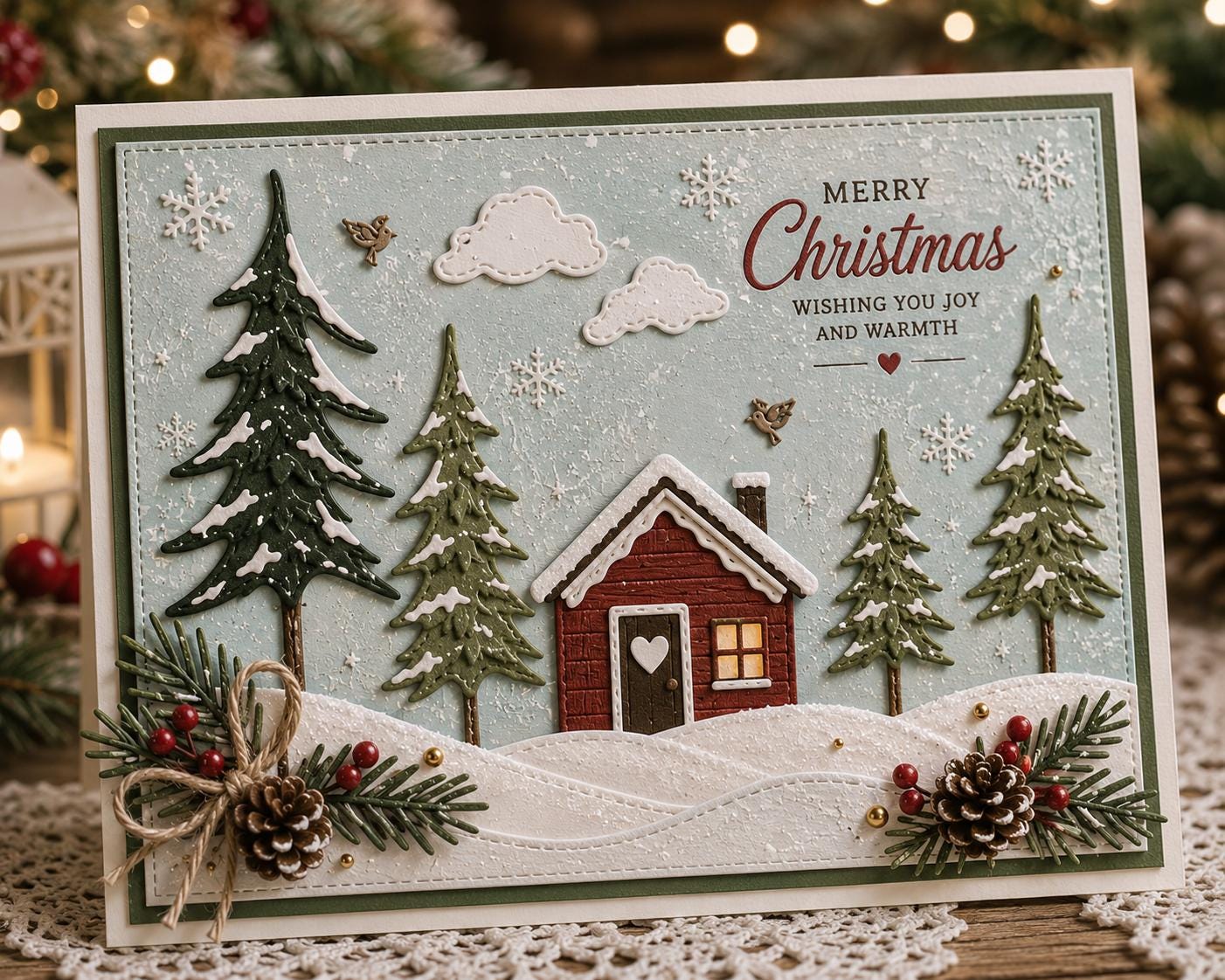 Christmas Tree House Metal Cutting Die for Holiday Cards