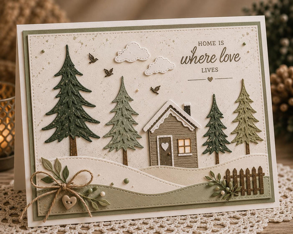 Christmas Tree House Metal Cutting Die for Holiday Cards