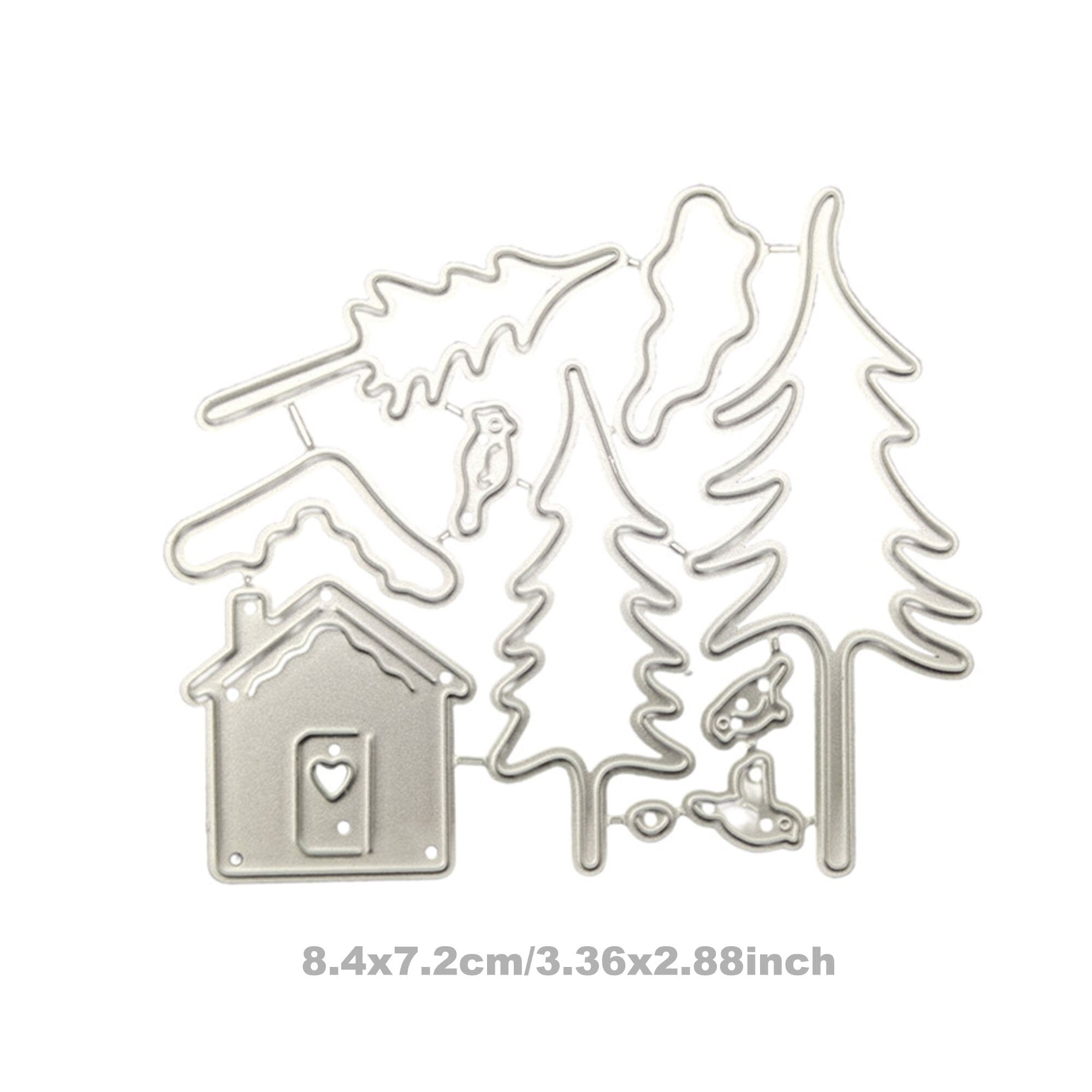 Christmas Tree House Metal Cutting Die for Holiday Cards