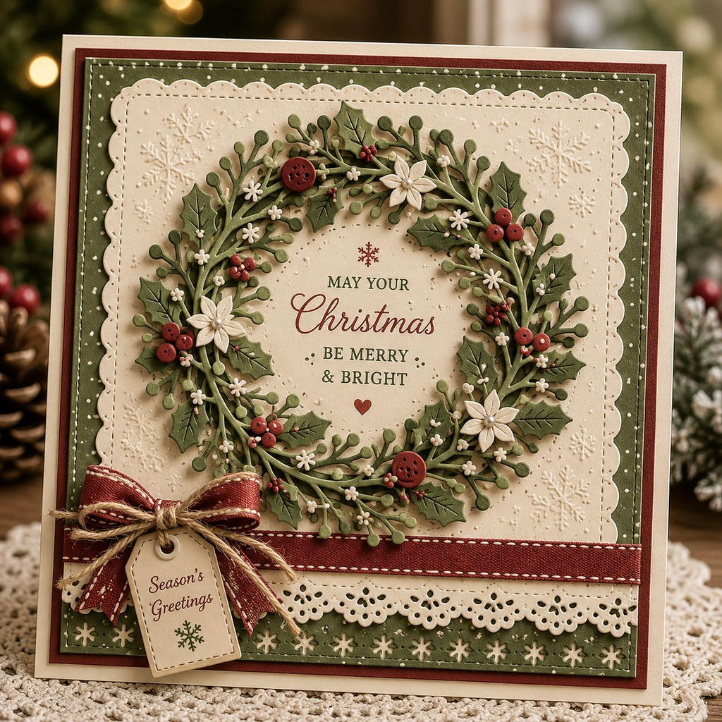 Christmas Mistletoe Wreath Metal Cutting Die