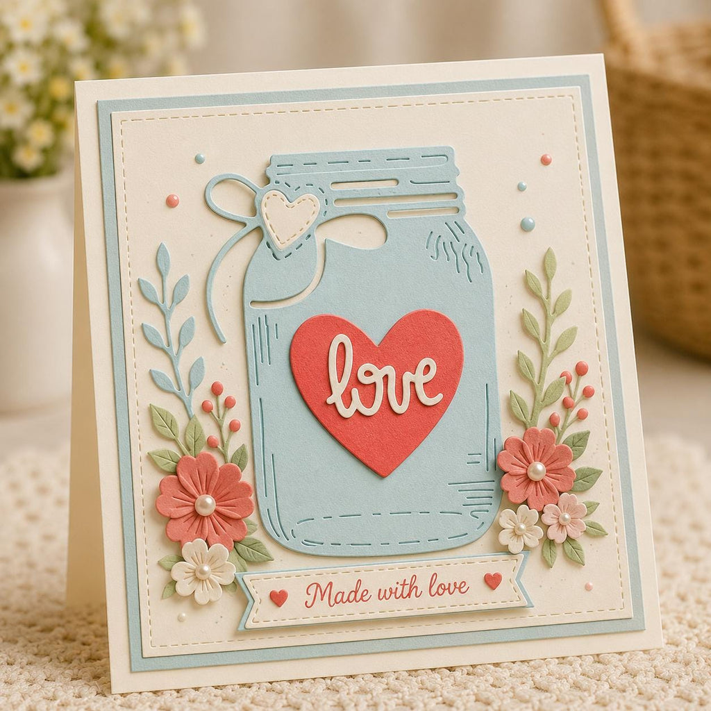 Love Jar Metal Die Cut | Valentine Scrapbooking, Card Making