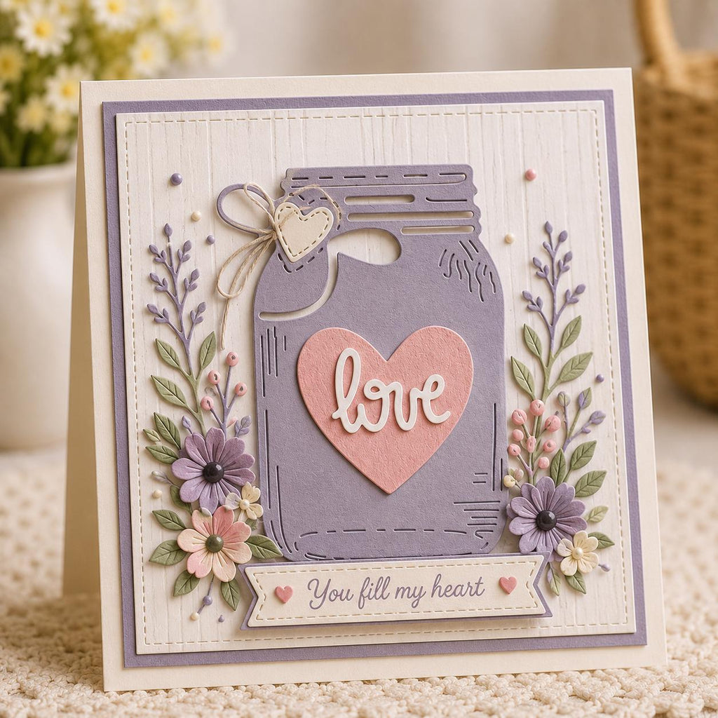 Love Jar Metal Die Cut | Valentine Scrapbooking, Card Making